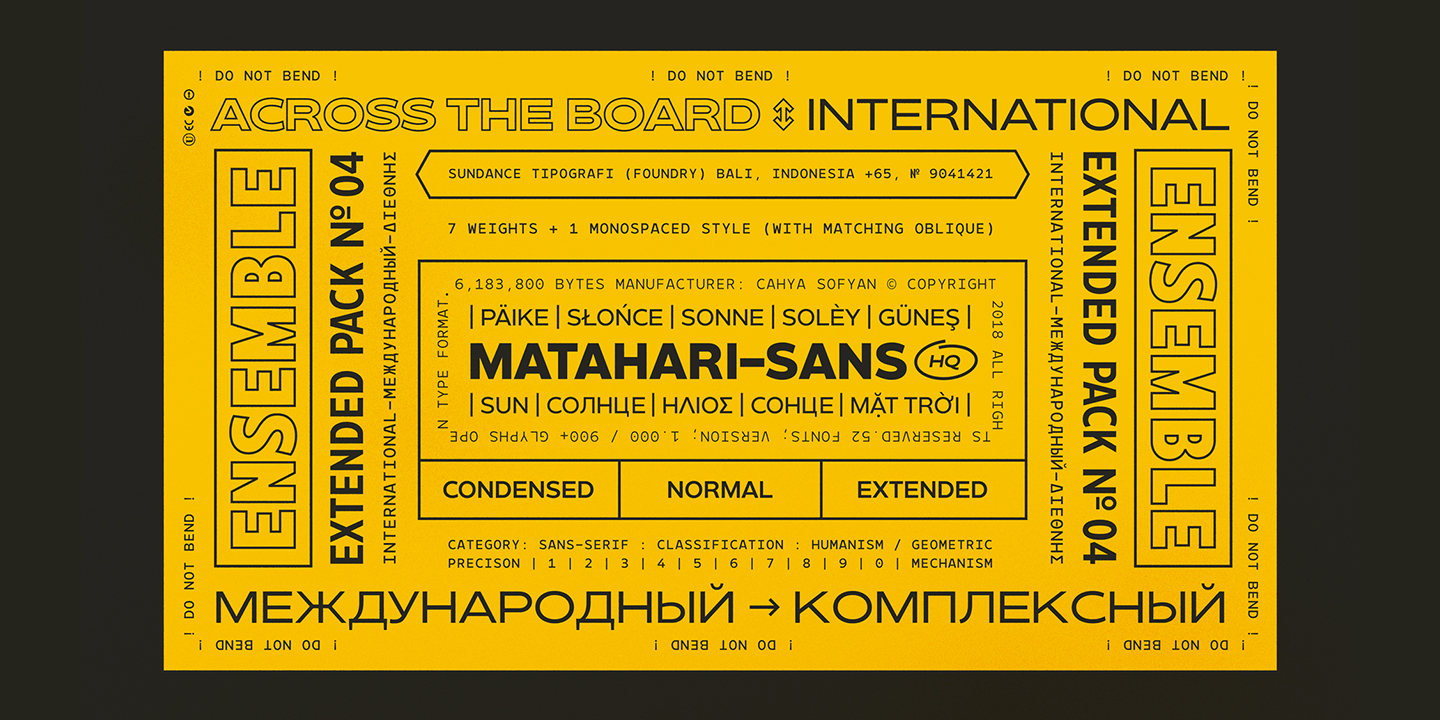 Przykład czcionki Matahari Sans Condensed 400 Regular